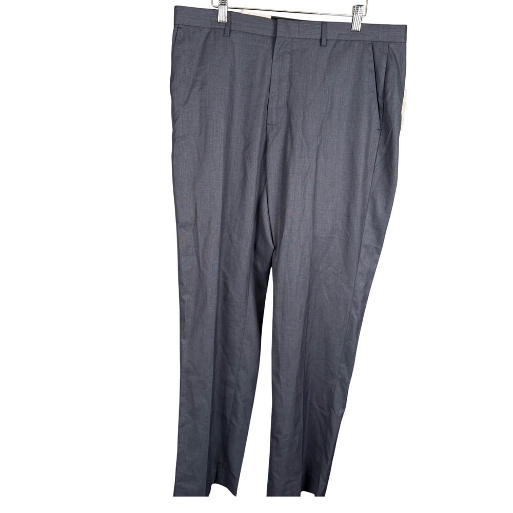 Calvin Klein Mens Straight Fit Dress Pants 36x32 Blue Gray Sharkskin NWT